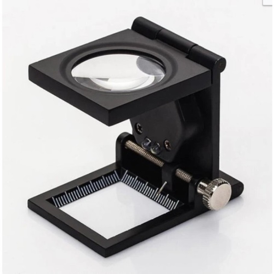 28x28 Mm Katlanır Sayaçlı Metal Lüp 2 LED Işıklı Büyüteç Tekstil TH-9005A fotoğrafı – 28x28, mm, katlanir, sayacli