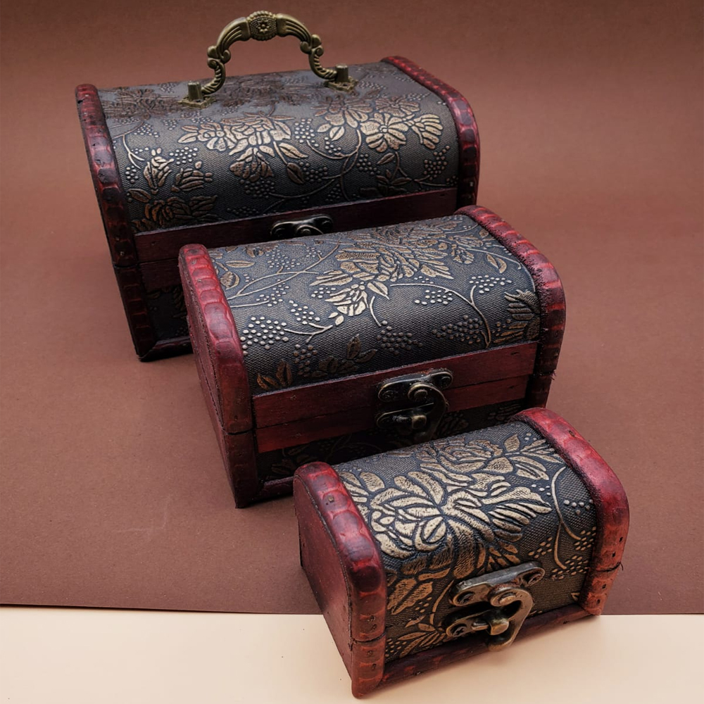 3'lü Ahşap Deri Sandık Kutusu fotoğrafı – 339lu, ahsap, deri, sandik