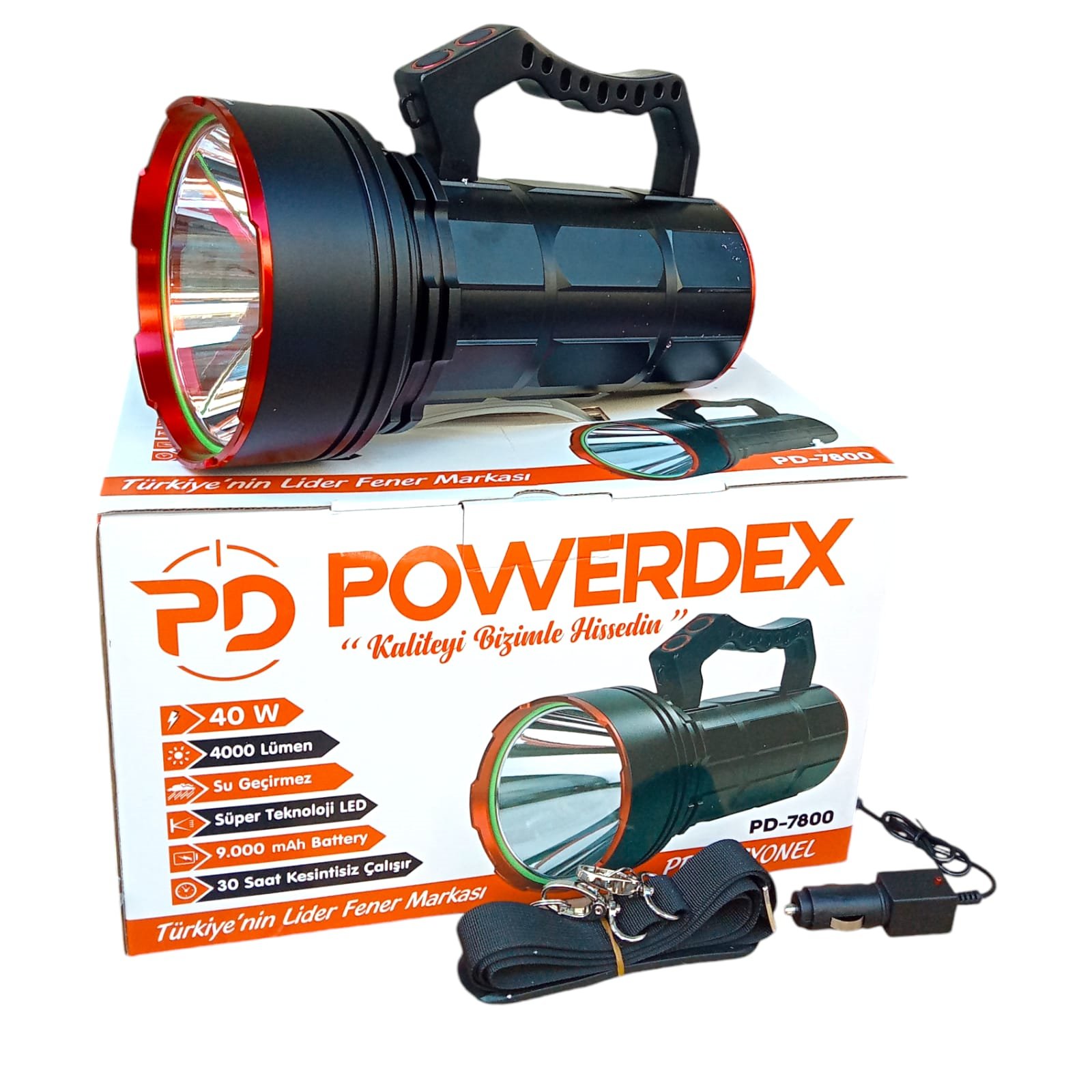 40W 4000 Lümen Şarjlı El Feneri Projektör PD-7800 fotoğrafı – 40w, 4000, lumen, sarjli