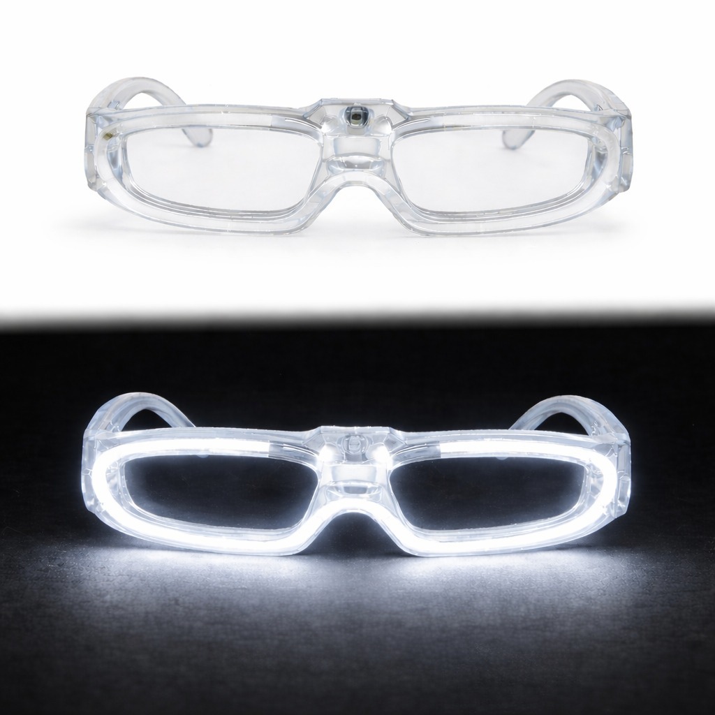 Beyaz LED Işıklı Parti Gözlüğü 3 Modlu – Glow & Gece Eğlence Gözlüğü fotoğrafı – beyaz, led, isikli, parti