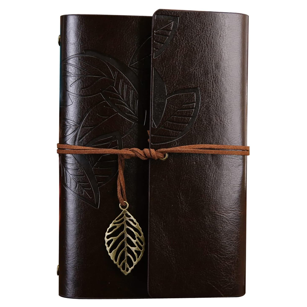 Büyük Yaprak Desenli Deri Defter Koyu Kahverengi fotoğrafı – buyuk, yaprak, desenli, deri