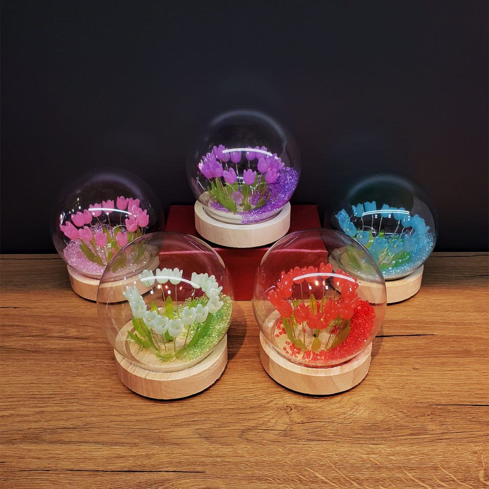 Led Işıklı Lale Cam Fanus 1 Adet fotoğrafı – led, isikli, lale, cam