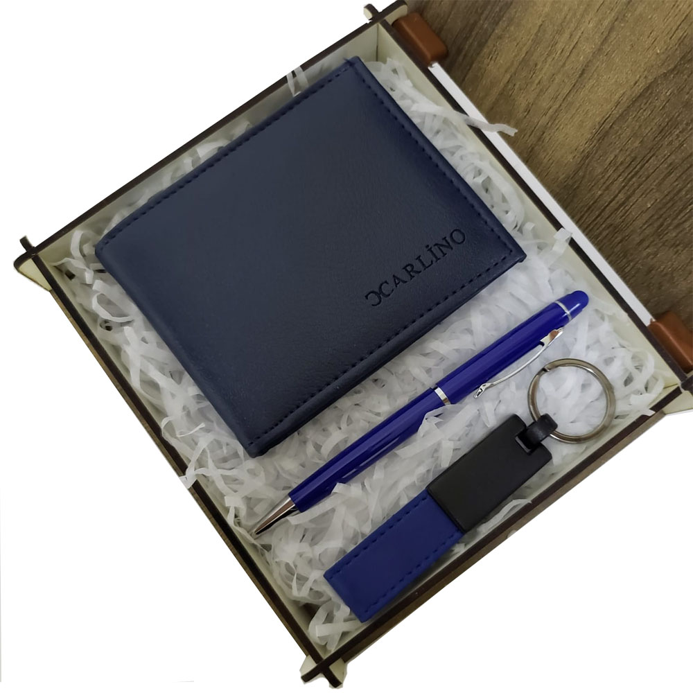 Mavi Cüzdan Kalem ve Deri Mavi Anahtarlık Set fotoğrafı – mavi, cuzdan, kalem, ve