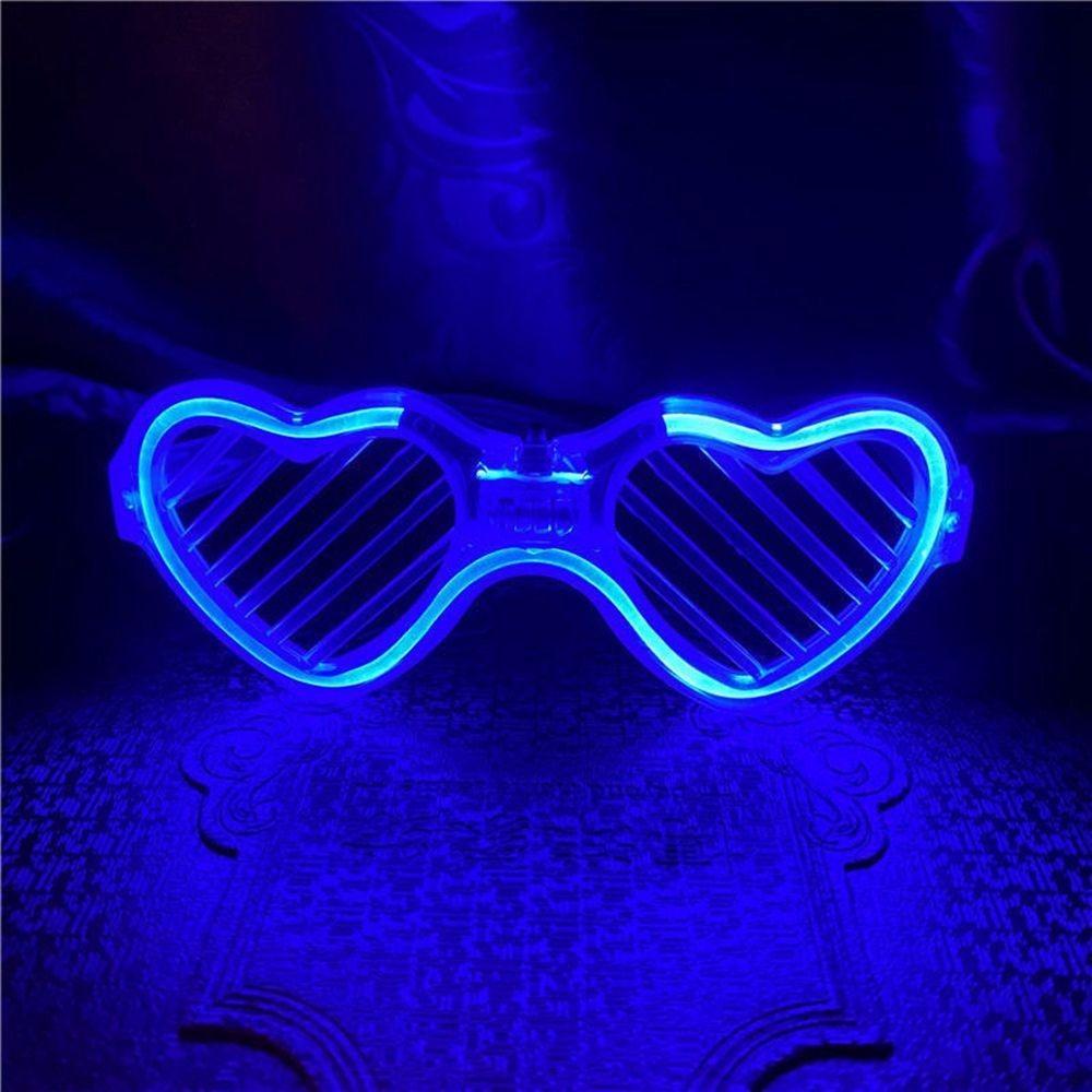 Mavi LED Işıklı Kalp Gözlük – 3 Modlu Parti & Glow Gözlüğü fotoğrafı – mavi, led, isikli, kalp