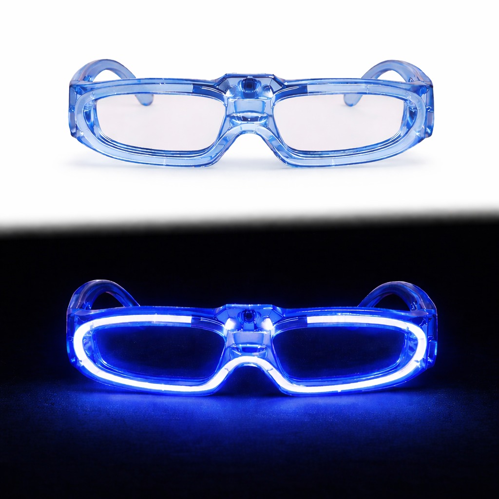 Mavi LED Işıklı Parti Gözlüğü 3 Modlu – Glow & Gece Eğlence Gözlüğü fotoğrafı – mavi, led, isikli, parti