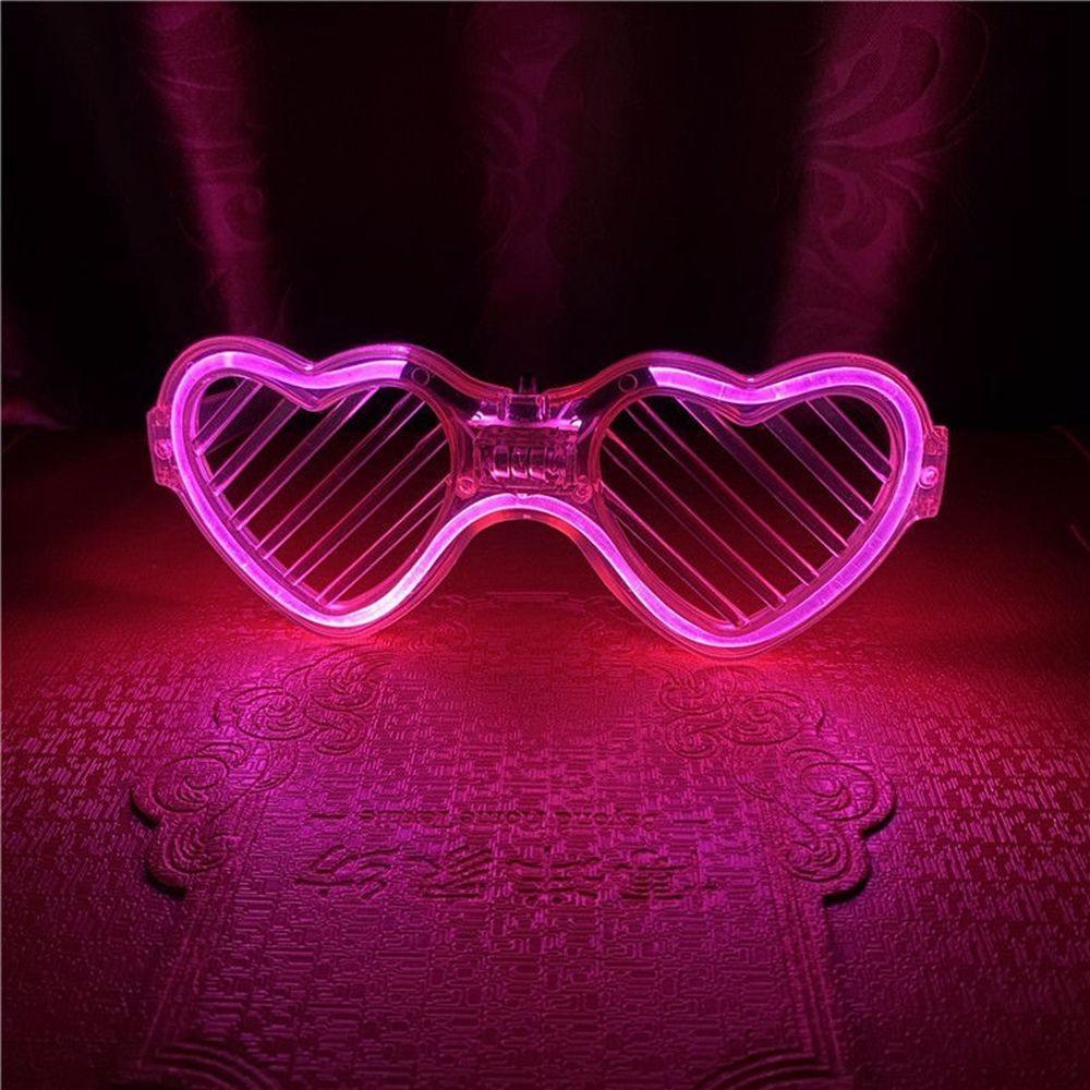 Pembe LED Işıklı Kalp Gözlük – 3 Modlu Parti & Glow Gözlüğü fotoğrafı – pembe, led, isikli, kalp