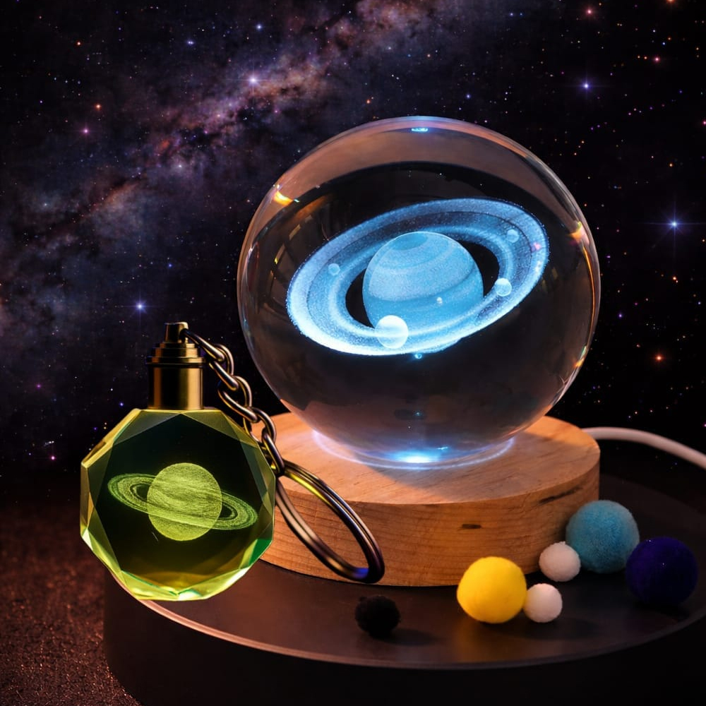 Renk Değiştiren Satürn Gezegen Küre Ve Anahtarlık Seti fotoğrafı – renk, degistiren, saturn, gezegen