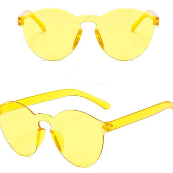 Sert Mika Oval Şekilli Çerçevesiz Sarı Gözlük Retro Parti 5x14 cm fotoğrafı – sert, mika, oval, sekilli