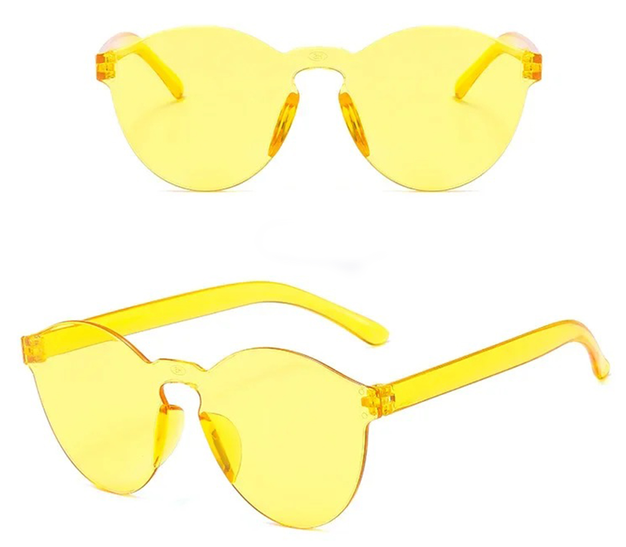 Sert Mika Oval Şekilli Çerçevesiz Sarı Gözlük Retro Parti 5x14 cm fotoğrafı – sert, mika, oval, sekilli