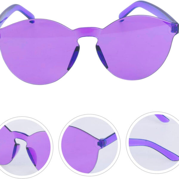 Sert Mika Oval Şekilli Çerçevesiz Mor Gözlük Retro Parti 5x14 cm fotoğrafı – sert, mika, oval, sekilli