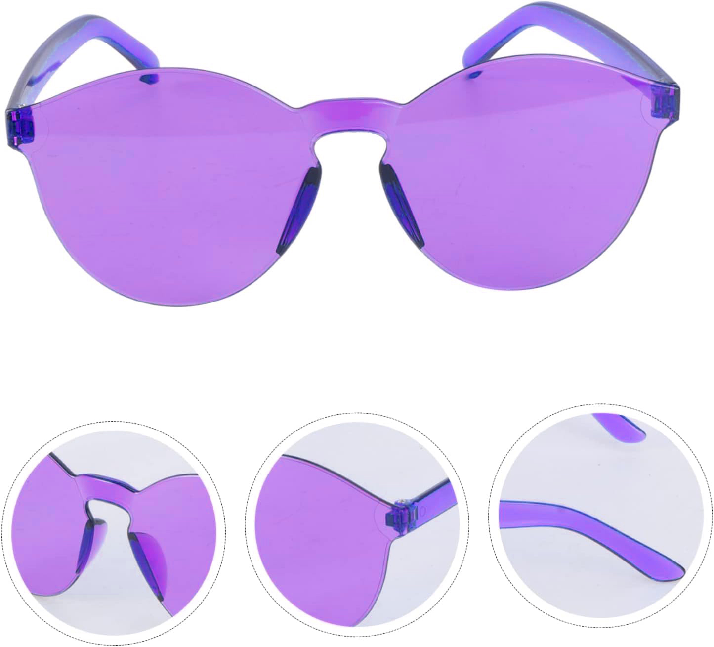 Sert Mika Oval Şekilli Çerçevesiz Mor Gözlük Retro Parti 5x14 cm fotoğrafı – sert, mika, oval, sekilli
