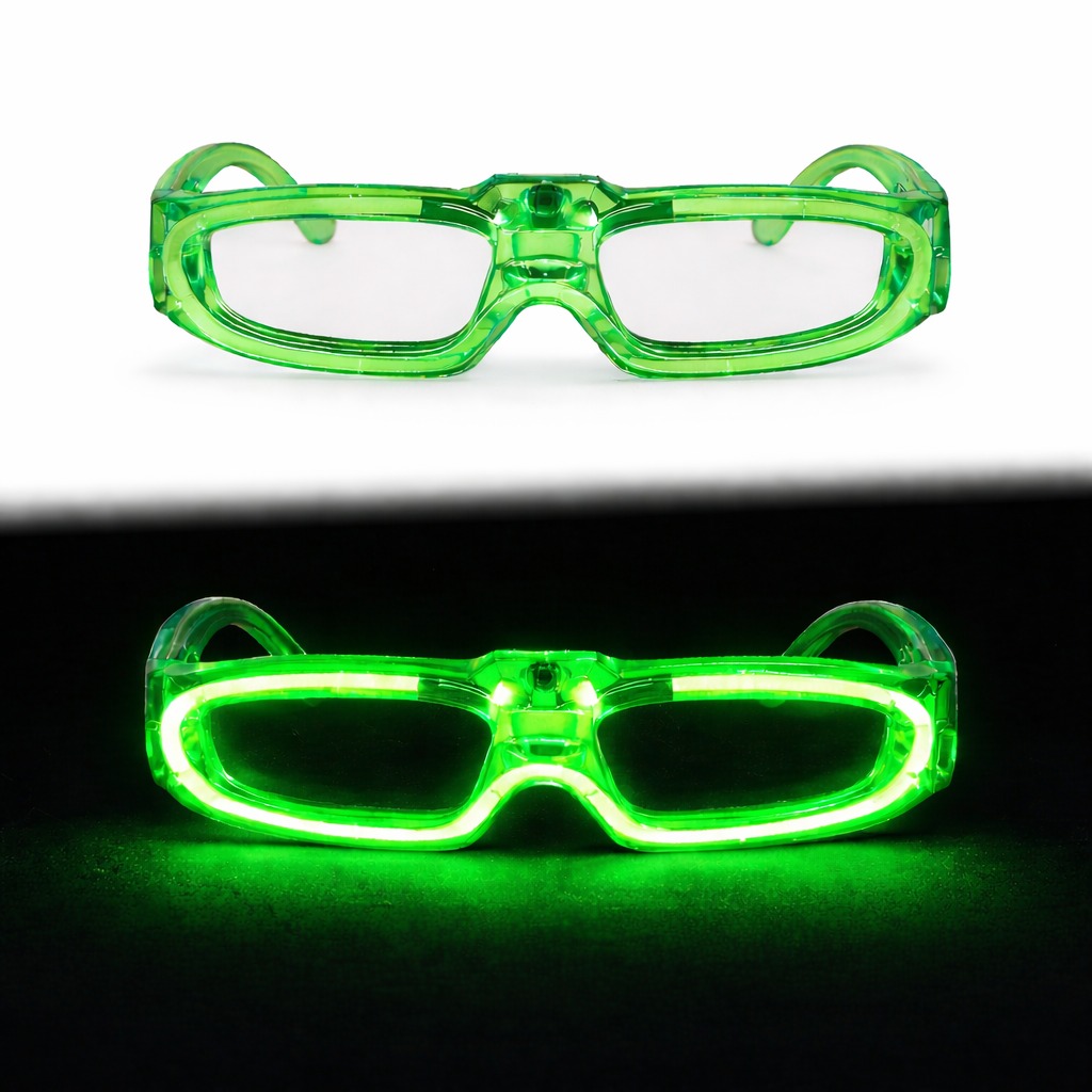 Yeşil LED Işıklı Parti Gözlüğü 3 Modlu – Glow & Gece Eğlence Gözlüğü fotoğrafı – yesil, led, isikli, parti